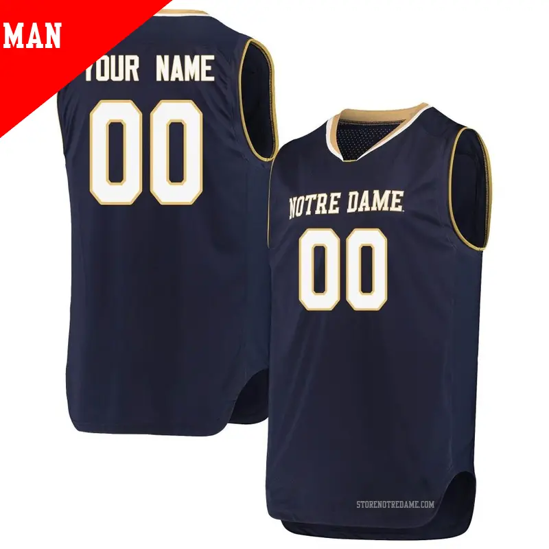 Men's ＃00 Custom Notre Dame Fighting Irish Replica Navy Basketball Jerseys
