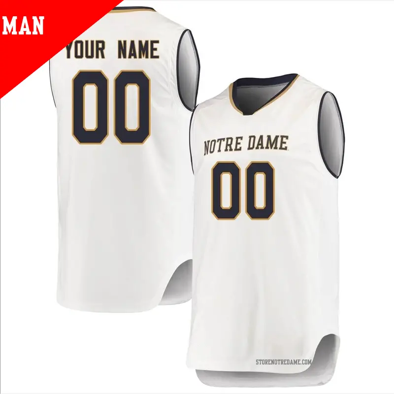 Men's ＃00 Custom Notre Dame Fighting Irish Replica White Basketball Jerseys