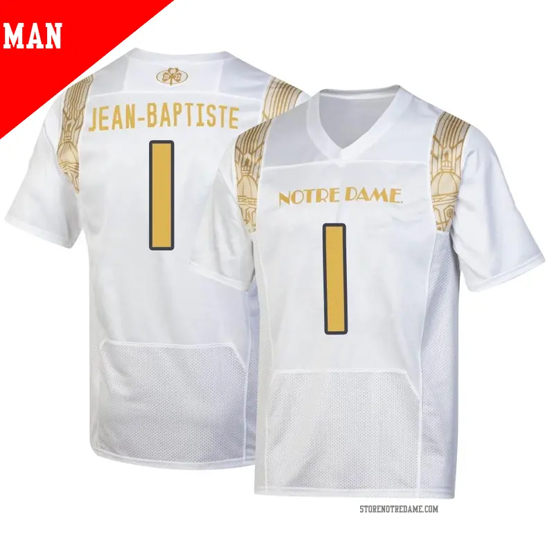 Men's ＃1 Javontae Jean-Baptiste Notre Dame Fighting Irish Replica White 2022 Shamrock Series Jersey