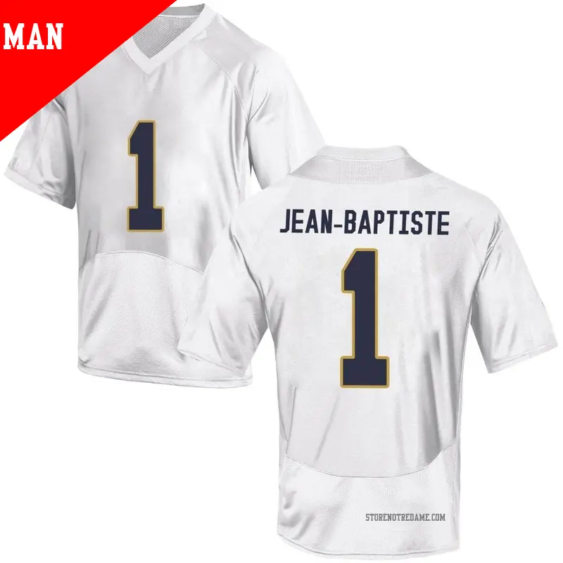 Men's ＃1 Javontae Jean-Baptiste Notre Dame Fighting Irish Replica White Football College Jersey
