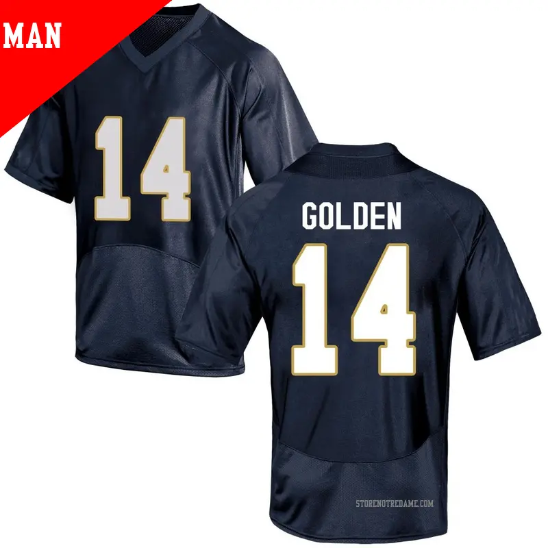 Men's ＃14 Dallas Golden Notre Dame Fighting Irish Game Navy Blue Football College Jersey
