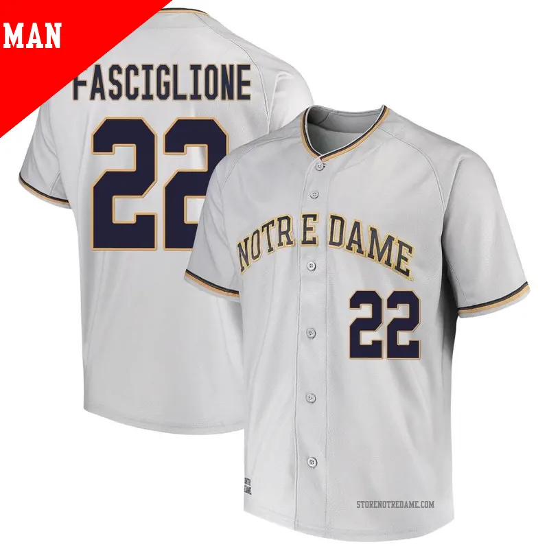 Men's ＃22 Peter Fasciglione Notre Dame Fighting Irish Replica Gray Performance Baseball Jersey
