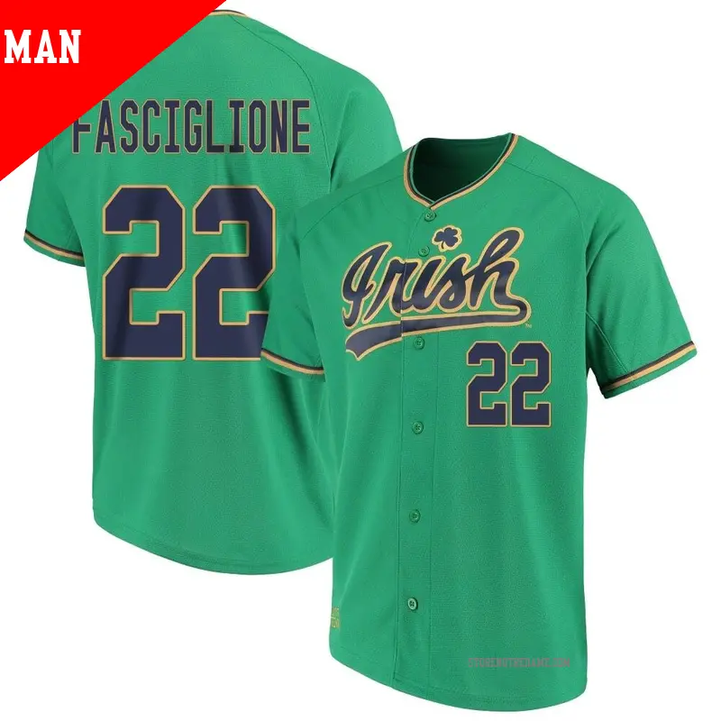 Men's ＃22 Peter Fasciglione Notre Dame Fighting Irish Replica Green Performance Baseball Jersey