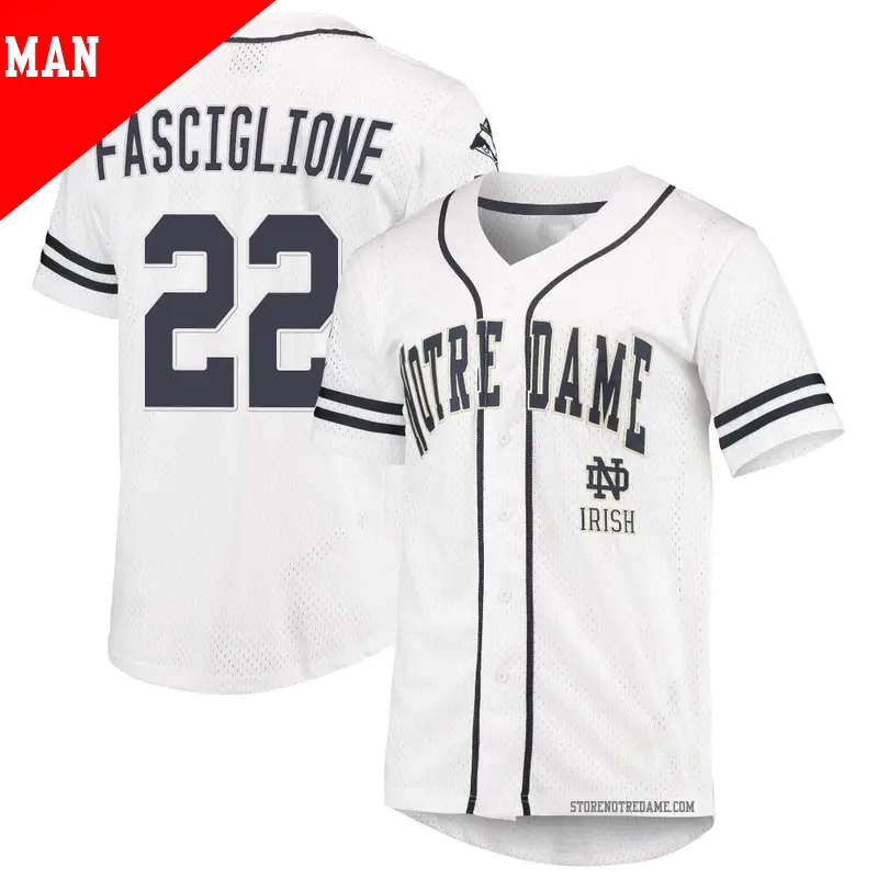 Men's ＃22 Peter Fasciglione Notre Dame Fighting Irish Replica White/Navy Colosseum Free Spirited Baseball Jersey