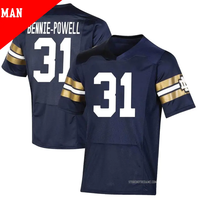 Men's ＃31 Taebron Bennie-Powell Notre Dame Fighting Irish Premier Navy Replica 2021 Shamrock Series Football Jersey