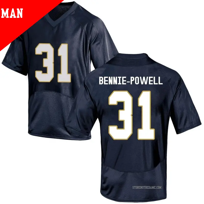 Men's ＃31 Taebron Bennie-Powell Notre Dame Fighting Irish Replica Navy Blue Football College Jersey