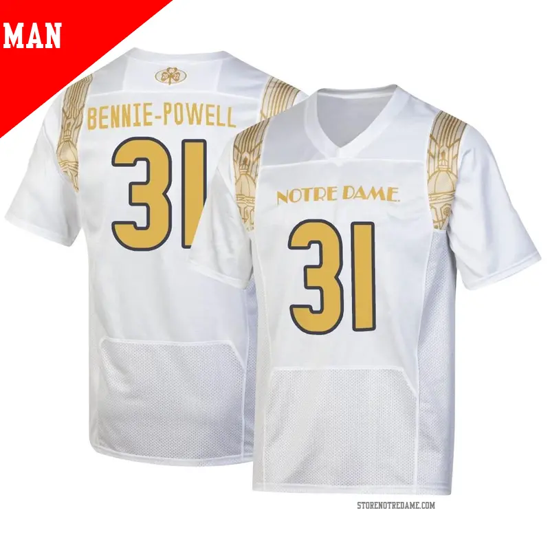 Men's ＃31 Taebron Bennie-Powell Notre Dame Fighting Irish Replica White 2022 Shamrock Series Jersey