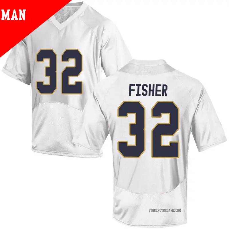 Men's ＃32 Justin Fisher Notre Dame Fighting Irish Game White Football College Jersey