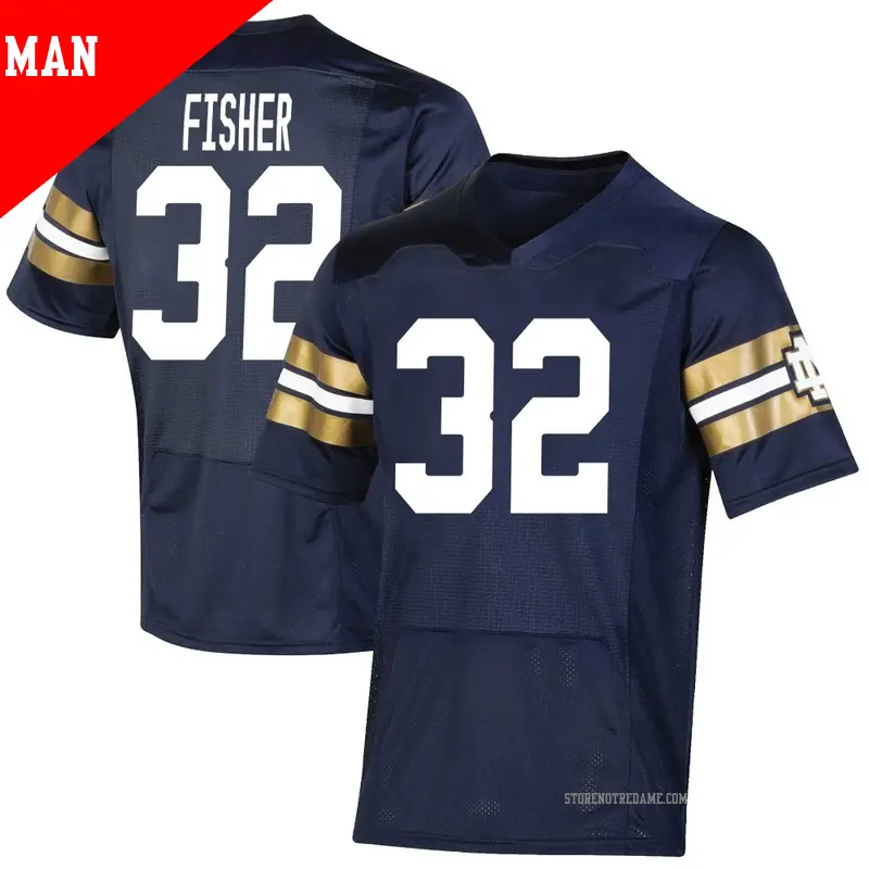 Men's ＃32 Justin Fisher Notre Dame Fighting Irish Premier Navy Replica 2021 Shamrock Series Football Jersey