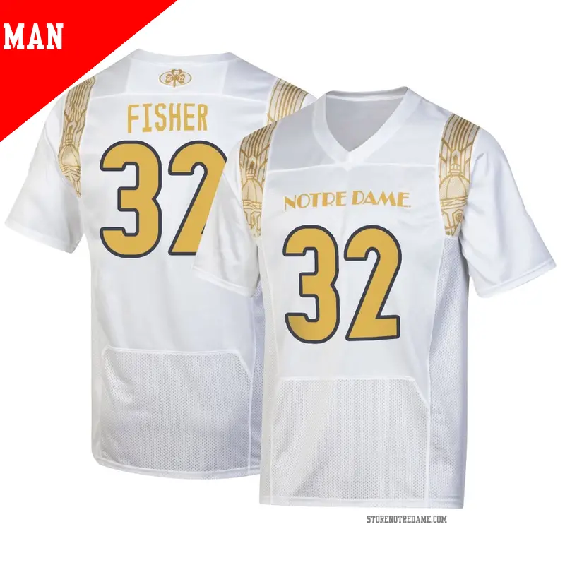Men's ＃32 Justin Fisher Notre Dame Fighting Irish Replica White 2022 Shamrock Series Jersey