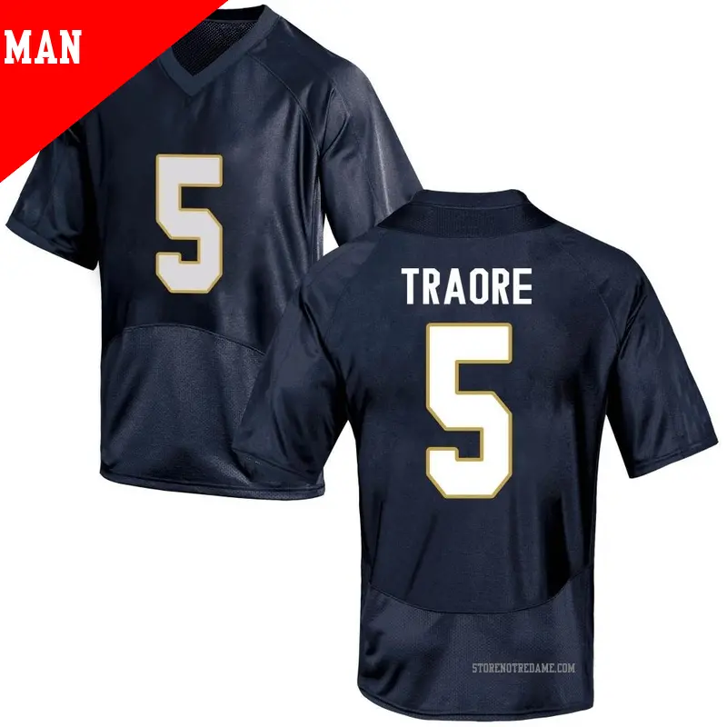 Men's ＃5 Boubacar Traore Notre Dame Fighting Irish Game Navy Blue Football College Jersey