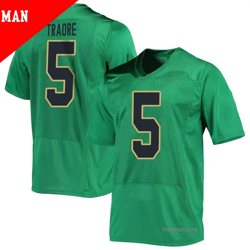 Men's ＃5 Boubacar Traore Notre Dame Fighting Irish Replica Green Football Jersey
