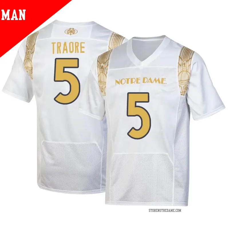 Men's ＃5 Boubacar Traore Notre Dame Fighting Irish Replica White 2022 Shamrock Series Jersey