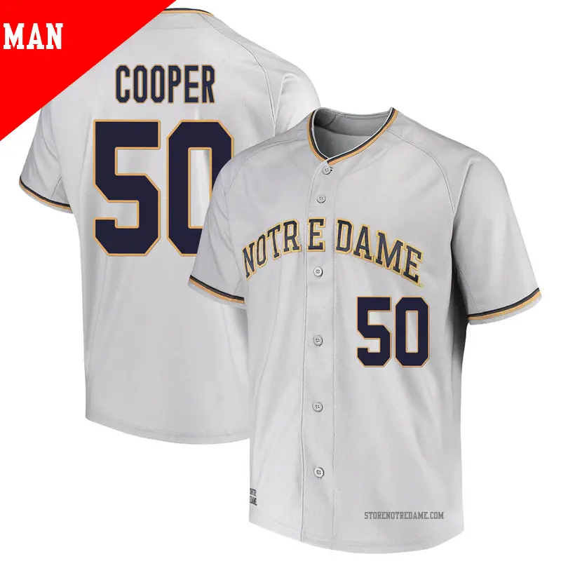 Men's ＃50 Sammy Cooper Notre Dame Fighting Irish Replica Gray Performance Baseball Jersey