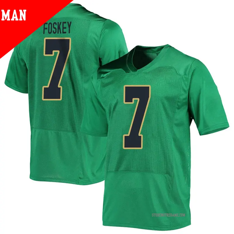 Men's ＃7 Isaiah Foskey Notre Dame Fighting Irish Replica Green Football Jersey