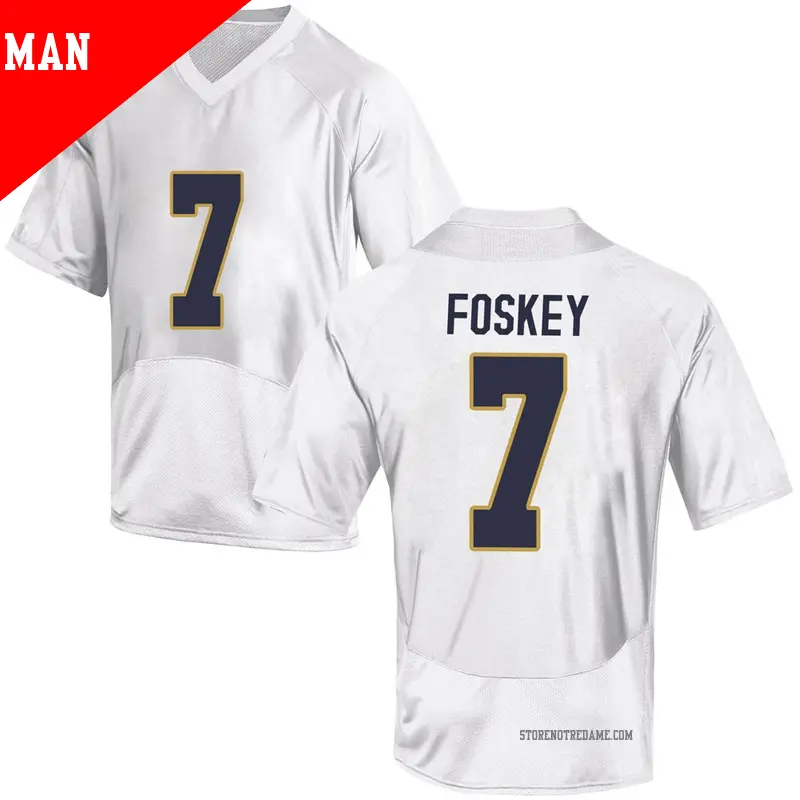 Men's ＃7 Isaiah Foskey Notre Dame Fighting Irish Replica White Football College Jersey