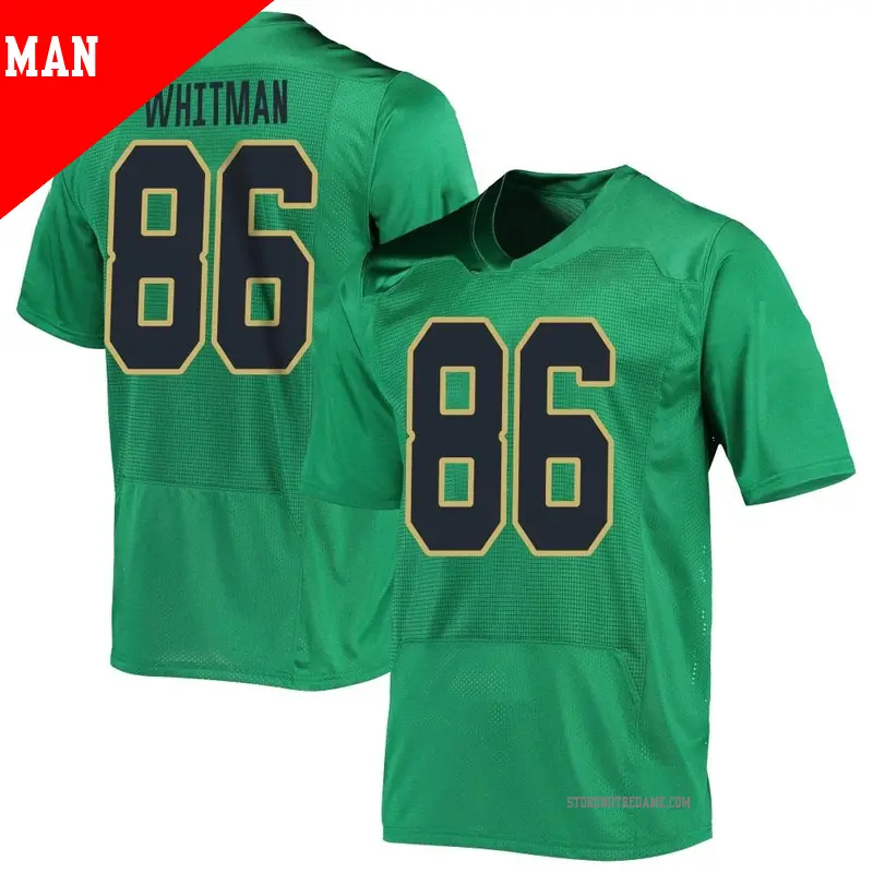 Men's ＃86 Alex Whitman Notre Dame Fighting Irish Replica Green Football Jersey