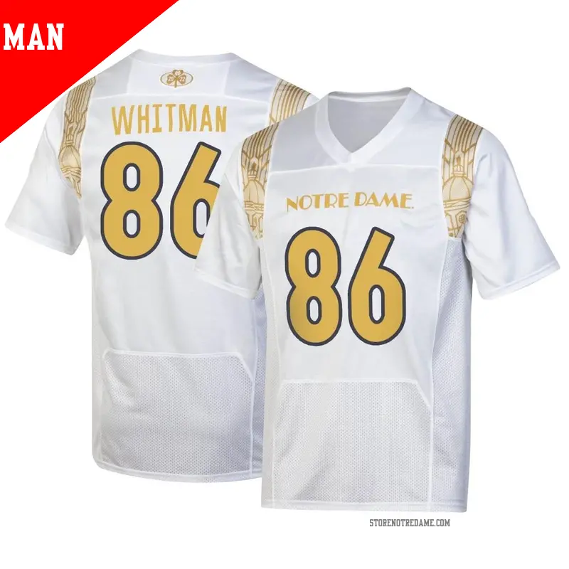 Men's ＃86 Alex Whitman Notre Dame Fighting Irish Replica White 2022 Shamrock Series Jersey