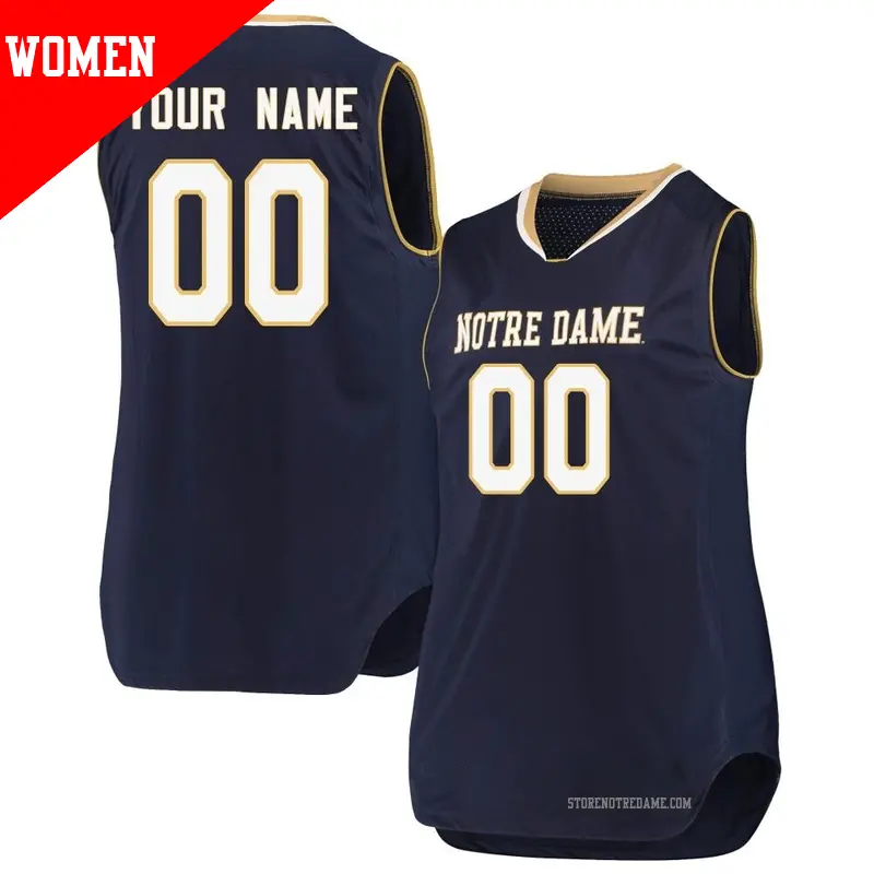 Women's ＃00 Custom Notre Dame Fighting Irish Replica Navy Basketball Jerseys