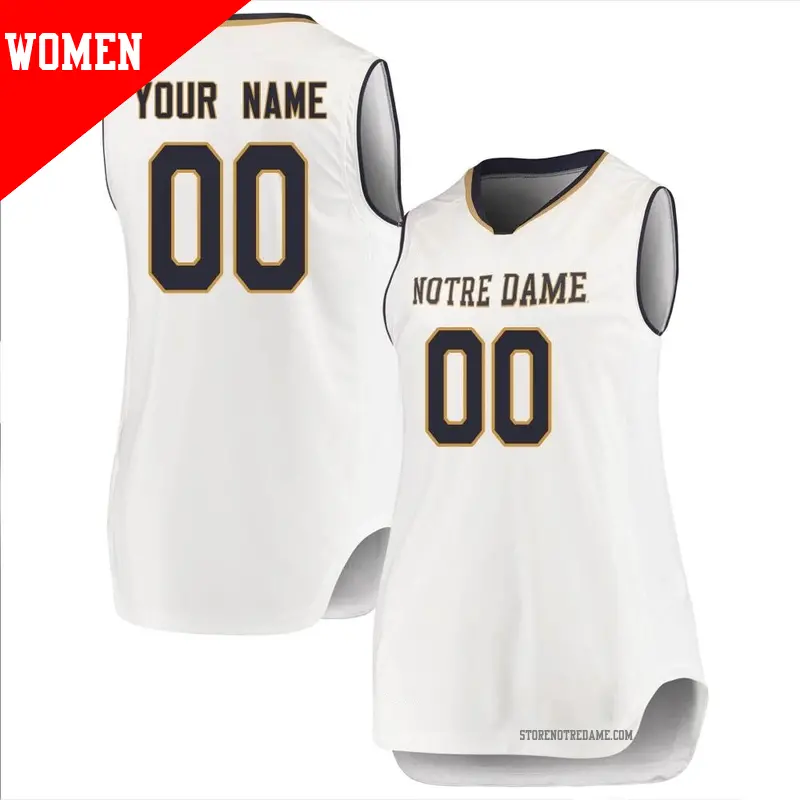 Women's ＃00 Custom Notre Dame Fighting Irish Replica White Basketball Jerseys