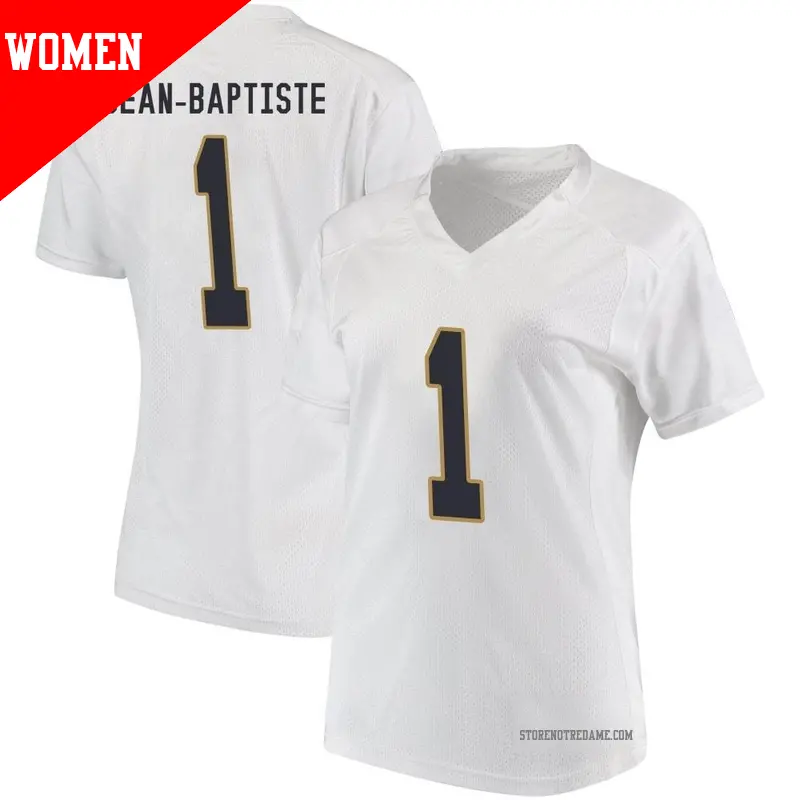 Women's ＃1 Javontae Jean-Baptiste Notre Dame Fighting Irish Game White Football College Jersey