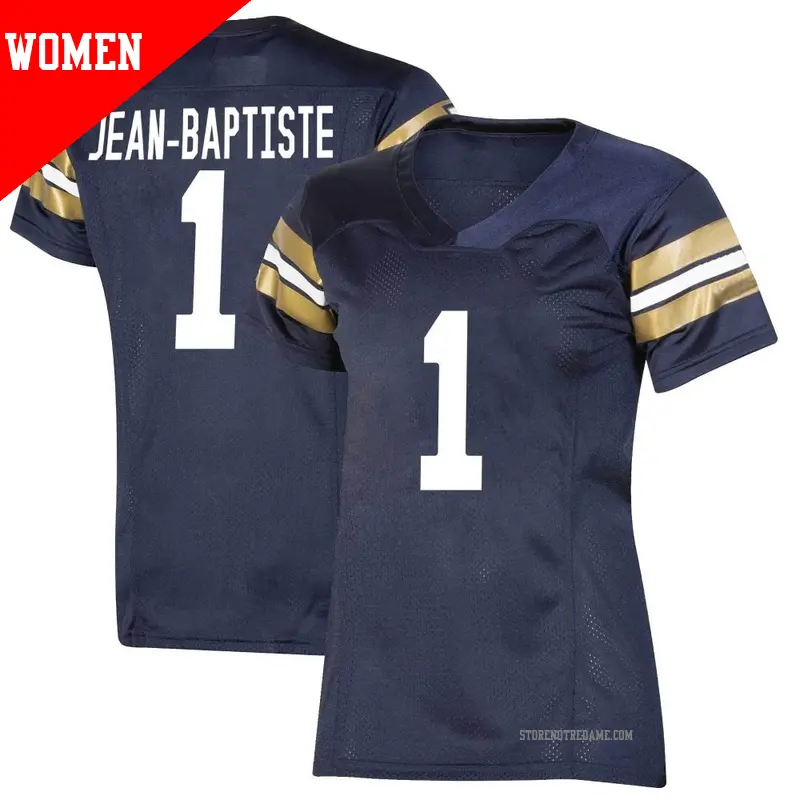 Women's ＃1 Javontae Jean-Baptiste Notre Dame Fighting Irish Premier Navy Replica 2021 Shamrock Series Football Jersey