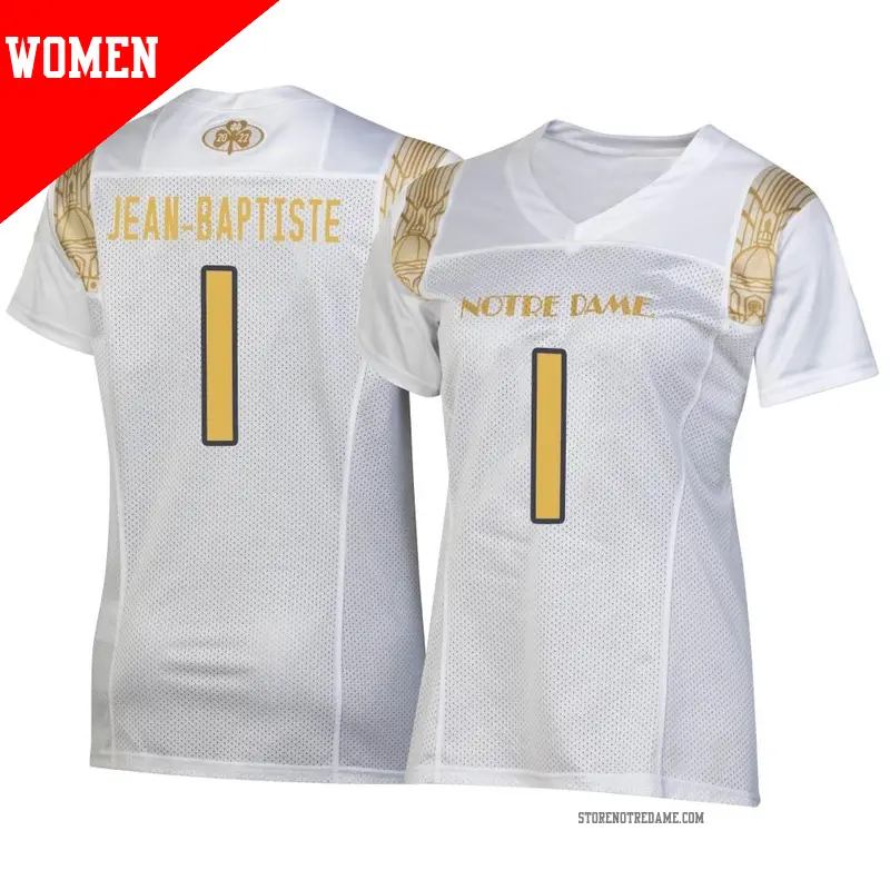 Women's ＃1 Javontae Jean-Baptiste Notre Dame Fighting Irish Replica White 2022 Shamrock Series Jersey