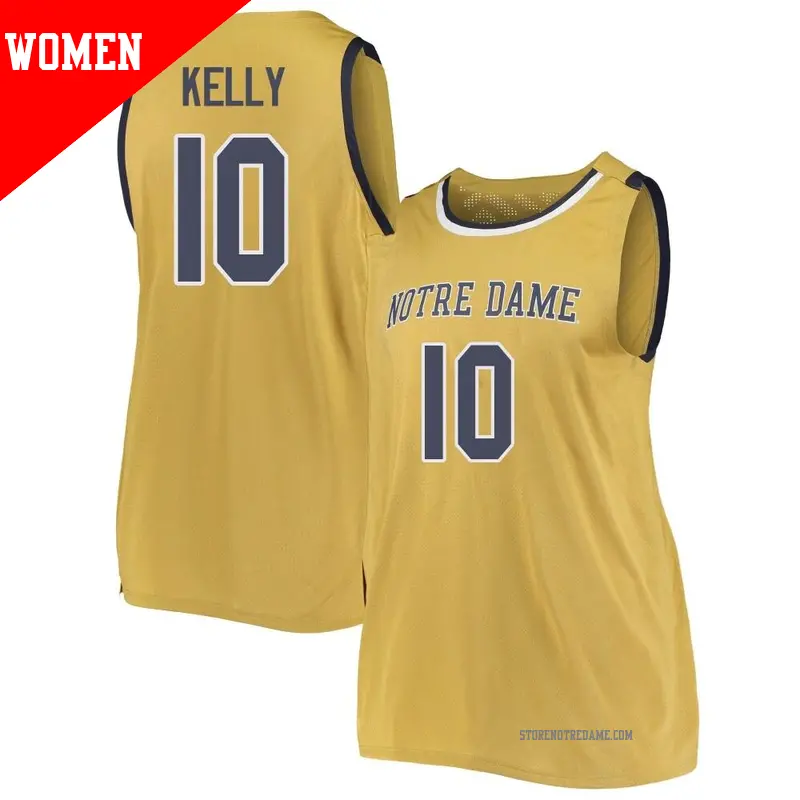 Women's ＃10 JT Kelly Notre Dame Fighting Irish Replica Gold Basketball Jerseys