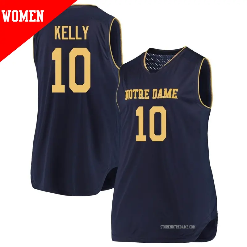 Women's ＃10 JT Kelly Notre Dame Fighting Irish Replica Navy/Gold Basketball Jerseys