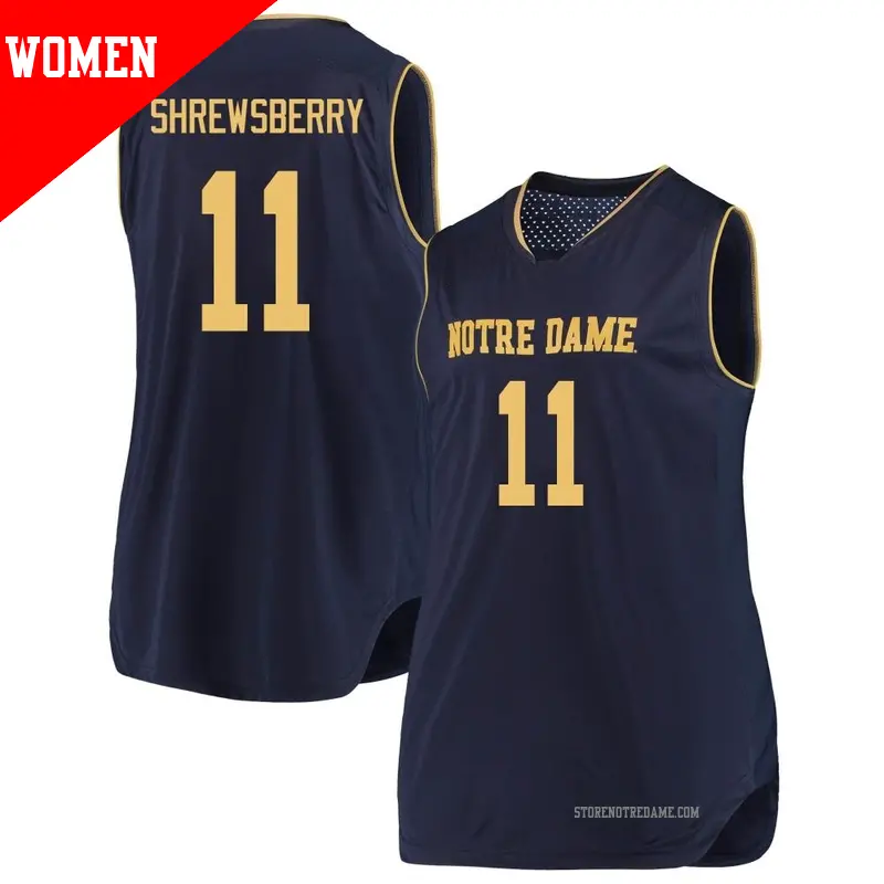 Women's ＃11 Braeden Shrewsberry Notre Dame Fighting Irish Replica Navy/Gold Basketball Jerseys
