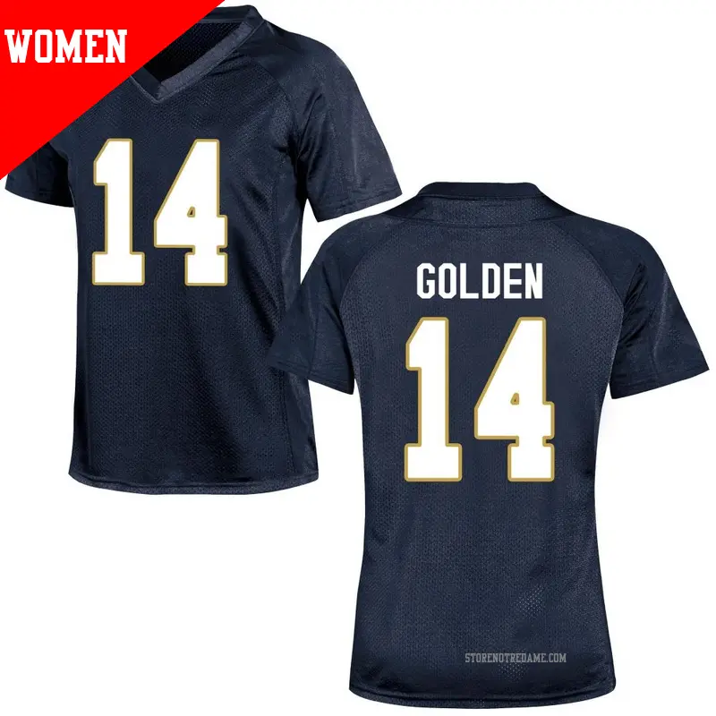 Women's ＃14 Dallas Golden Notre Dame Fighting Irish Game Navy Blue Football College Jersey