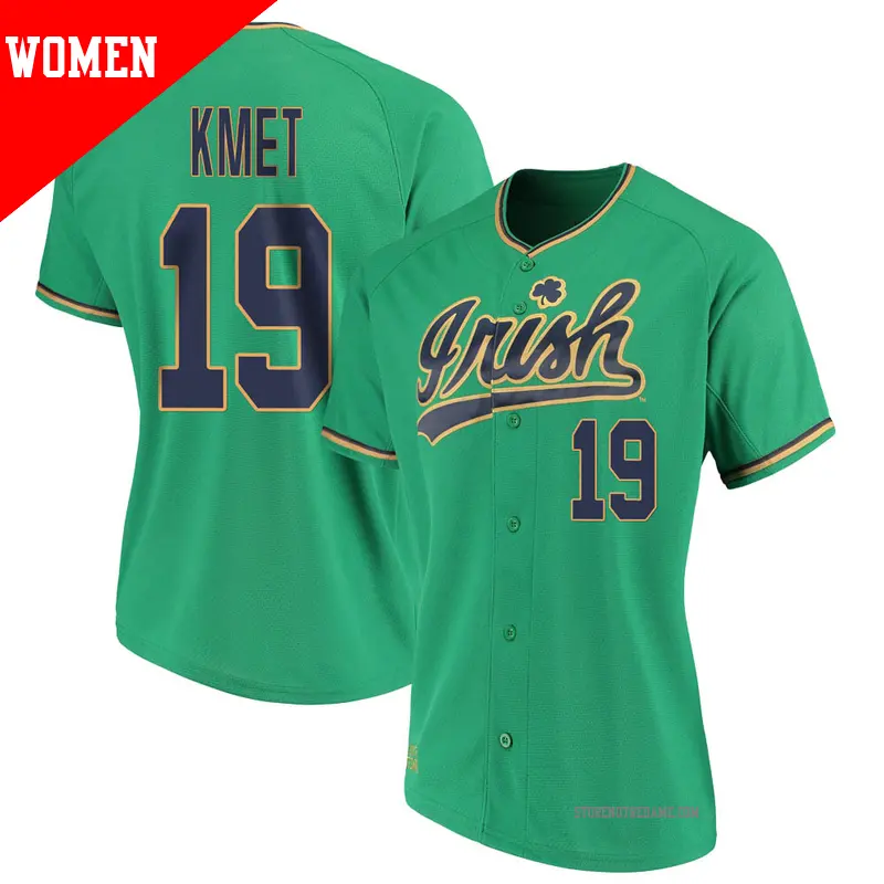 Women's ＃19 Casey Kmet Notre Dame Fighting Irish Replica Green Performance Baseball Jersey
