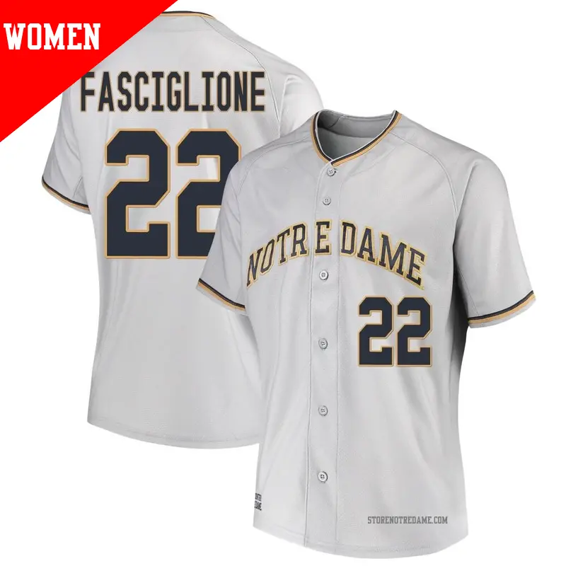 Women's ＃22 Peter Fasciglione Notre Dame Fighting Irish Replica Gray Performance Baseball Jersey