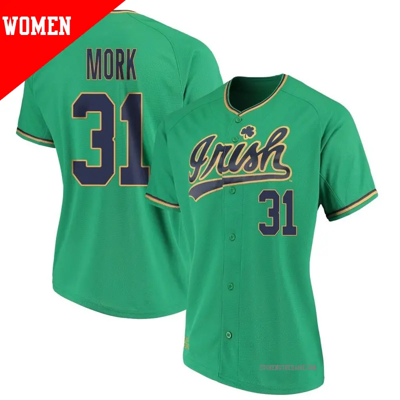 Women's ＃31 Keenan Mork Notre Dame Fighting Irish Replica Green Performance Baseball Jersey