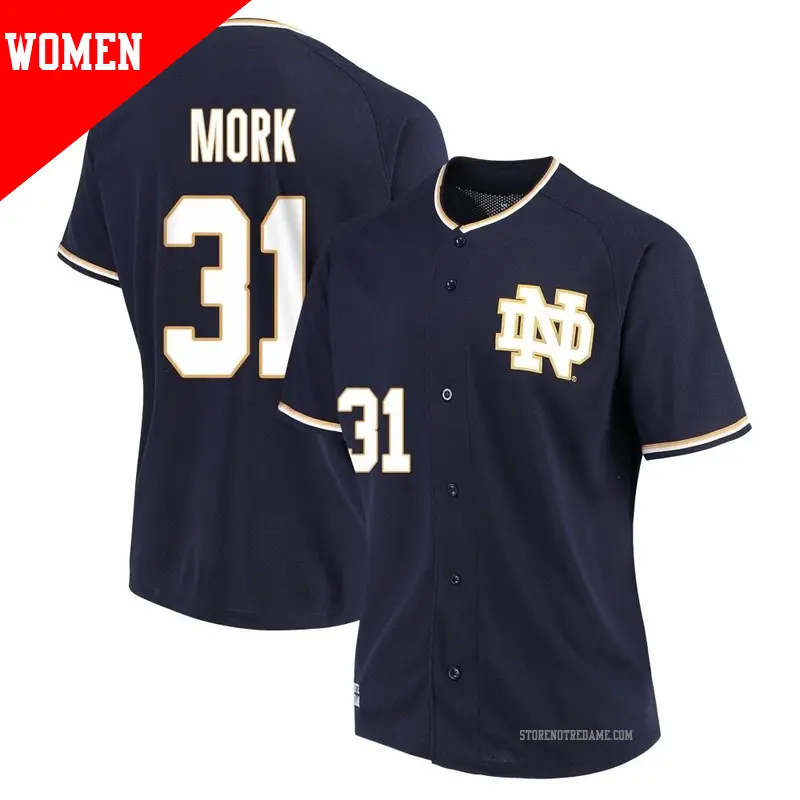 Women's ＃31 Keenan Mork Notre Dame Fighting Irish Replica Navy Performance Baseball Jersey