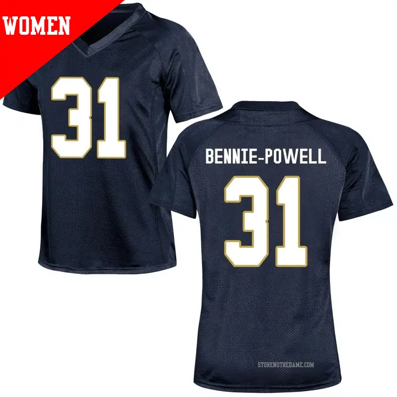 Women's ＃31 Taebron Bennie-Powell Notre Dame Fighting Irish Game Navy Blue Football College Jersey