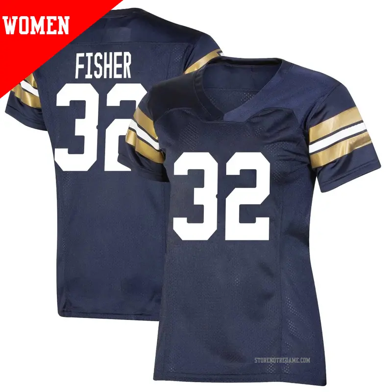 Women's ＃32 Justin Fisher Notre Dame Fighting Irish Premier Navy Replica 2021 Shamrock Series Football Jersey