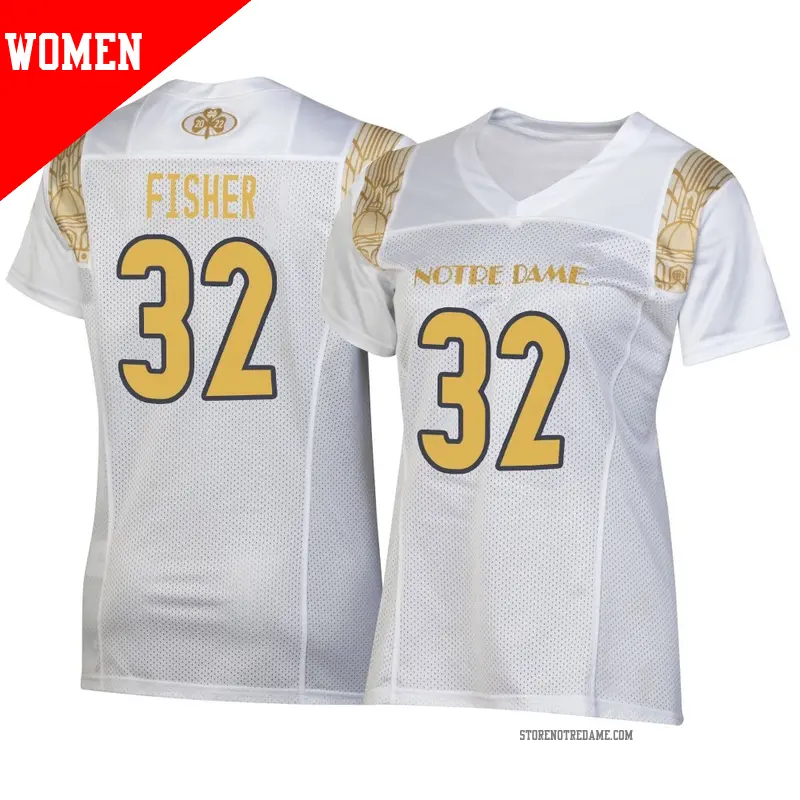 Women's ＃32 Justin Fisher Notre Dame Fighting Irish Replica White 2022 Shamrock Series Jersey