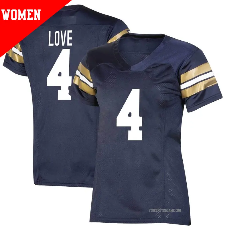 Women's ＃4 Jeremiyah Love Notre Dame Fighting Irish Premier Navy Replica 2021 Shamrock Series Football Jersey
