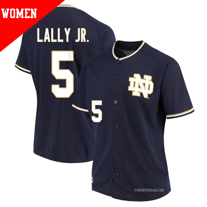 Women's ＃5 David Lally Jr. Notre Dame Fighting Irish Replica Navy Performance Baseball Jersey