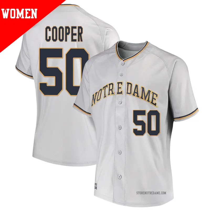 Women's ＃50 Sammy Cooper Notre Dame Fighting Irish Replica Gray Performance Baseball Jersey