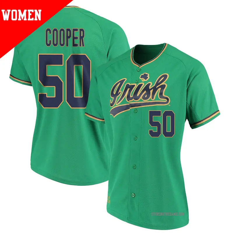 Women's ＃50 Sammy Cooper Notre Dame Fighting Irish Replica Green Performance Baseball Jersey