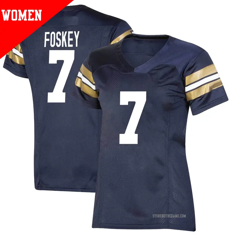 Women's ＃7 Isaiah Foskey Notre Dame Fighting Irish Premier Navy Replica 2021 Shamrock Series Football Jersey