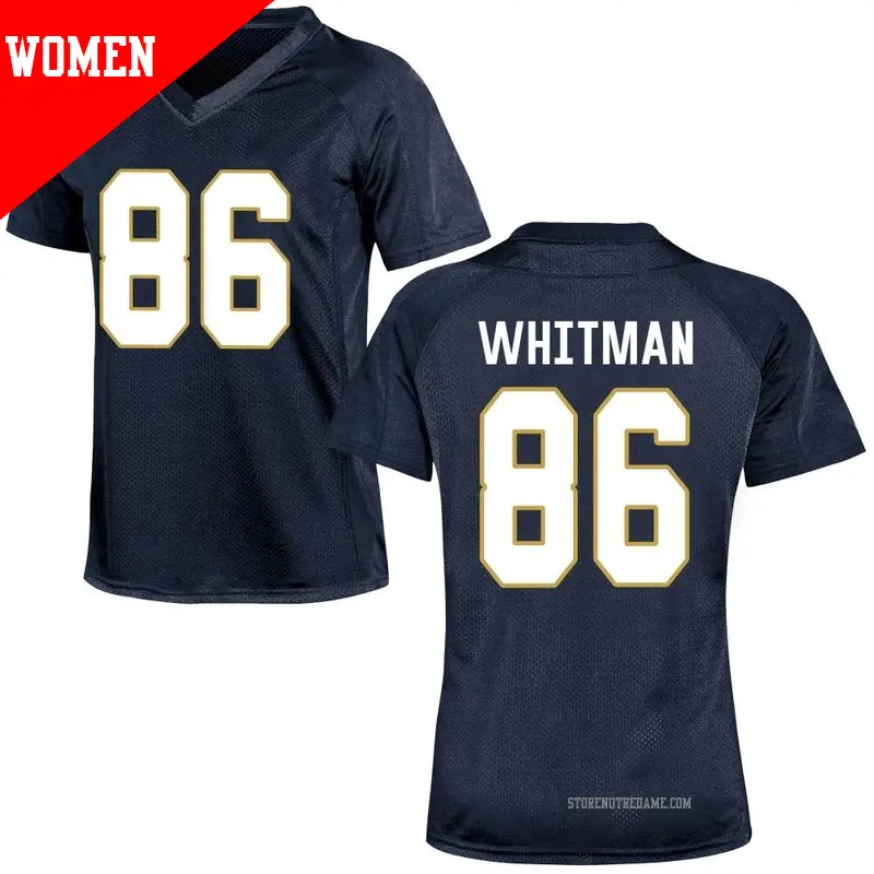 Women's ＃86 Alex Whitman Notre Dame Fighting Irish Replica Navy Blue Football College Jersey