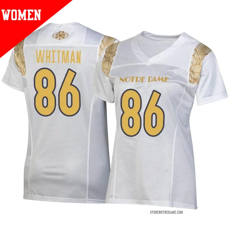 Women's ＃86 Alex Whitman Notre Dame Fighting Irish Replica White 2022 Shamrock Series Jersey