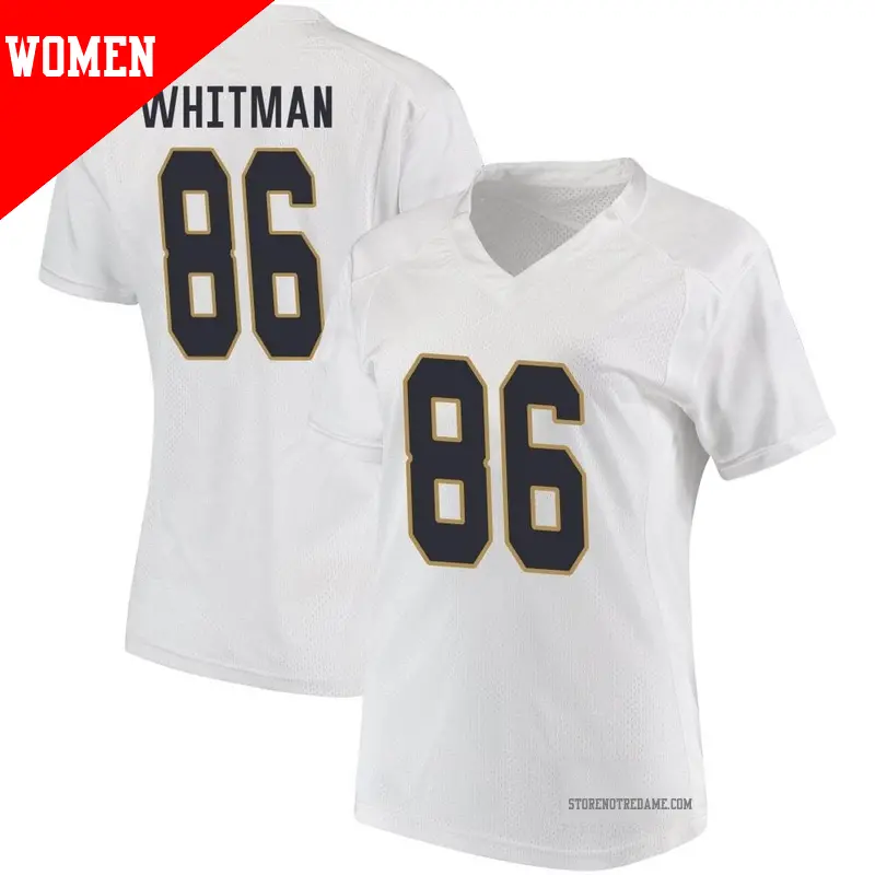 Women's ＃86 Alex Whitman Notre Dame Fighting Irish Replica White Football College Jersey
