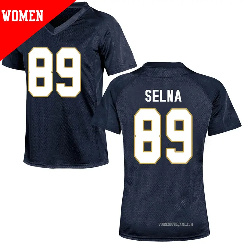 Women's ＃89 Charlie Selna Notre Dame Fighting Irish Replica Navy Blue Football College Jersey