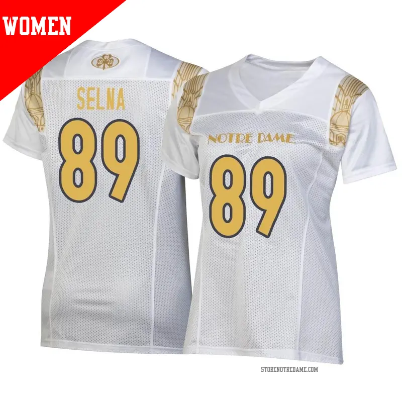Women's ＃89 Charlie Selna Notre Dame Fighting Irish Replica White 2022 Shamrock Series Jersey