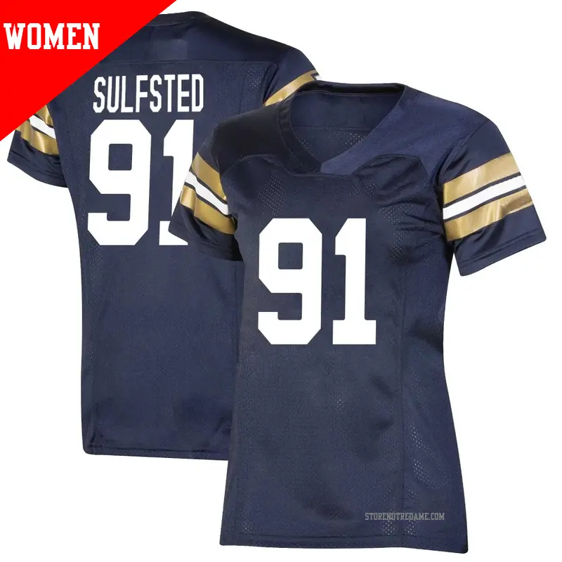Women's ＃91 Gordy Sulfsted Notre Dame Fighting Irish Premier Navy Replica 2021 Shamrock Series Football Jersey