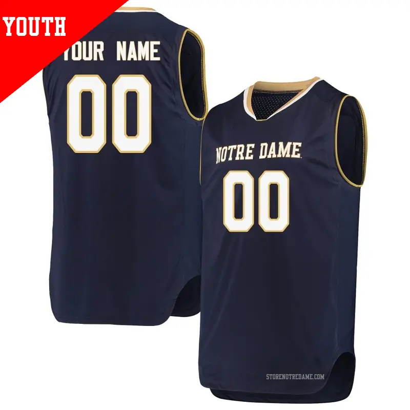 Youth ＃00 Custom Notre Dame Fighting Irish Replica Navy Basketball Jerseys